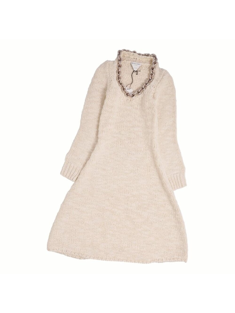 Bottega Veneta Daniele Roulis Era Dress Knit Long Sleeve Chain Top Wool White S